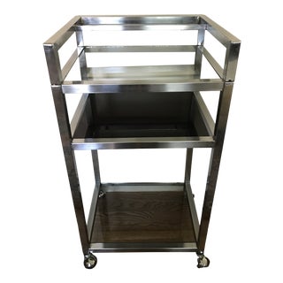 Vintage Mid-Century Modern Chrome Bar Cart For Sale
