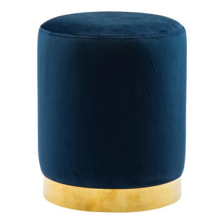 Pri Navy Velvet Ottoman For Sale