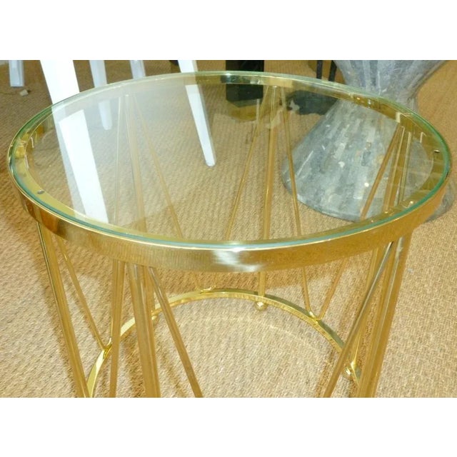 1970s Vintage Brass End or Side Drum Table 70's For Sale - Image 5 of 6