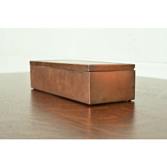 Heintz Art Metal Shop Silver Crest Arts & Crafts Sterling Silver on Bronze Cigar Box or Humidor For Sale - Image 4 of 13