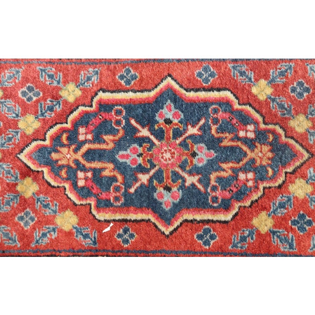 Antique Khotan Runner in Deep Indigo, Rust Red, and Soft Yellow Tones For Sale - Image 11 of 14