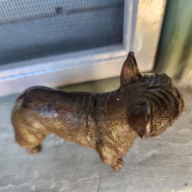 1970s Japanese Bronze French Bulldog Statue For Sale - Image 5 of 6