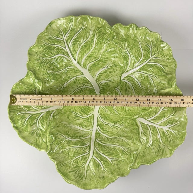 Fitz and Floyd 1990s Rare Fitz & Floyd Majolica Cabbage / Lettuce Serving Bowl For Sale - Image 4 of 5