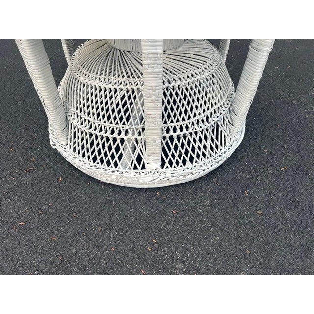 1970s Emmanuel Peacock Throne Chair, White Wicker With Cushion For Sale - Image 11 of 18