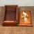 Brown Vintage Pearwood Secret Mechanism Jewelry Box, Mother of Pearl Bird & Floral Inlay, Chinoiserie Keepsake Box For Sale - Image 8 of 9