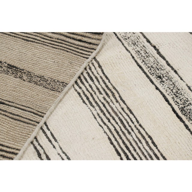 Textile Rug & Kilim’s Modern Rug in White With Black Textural Stripes and Accents For Sale - Image 7 of 7