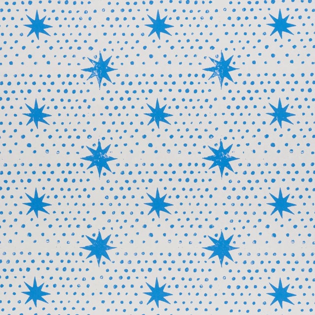 Schumacher x Molly Mahon Spot & Star Wallpaper in Blue For Sale In New York - Image 6 of 6
