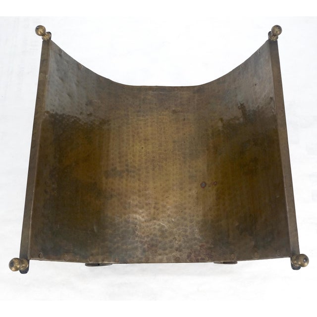 Early 20th Century Hammered Copper & Wrought Iron Base Ball Finials Arts & Crafts Magazine Rack For Sale - Image 5 of 13