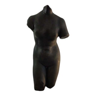 1970s Charcoaled Ceramic Torso of a Nude Female on a Painted Plaster Base For Sale