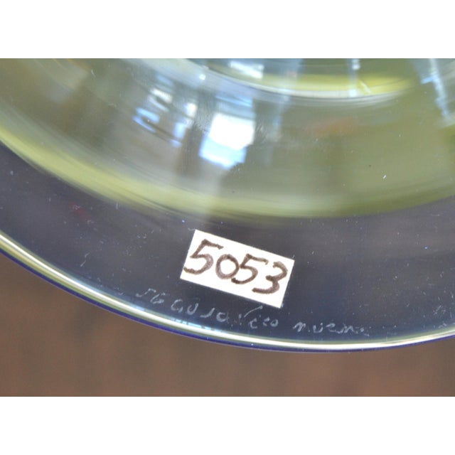 Blue 1960s Seguso Italy Blue & Yellow Murano Art Glass Vase For Sale - Image 8 of 9