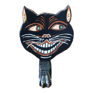 Vintage Halloween Folk Art Cat Head on Stand