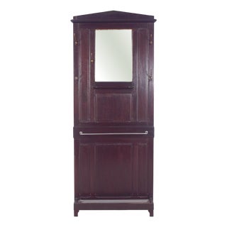 Vintage Coat Rack with Mirror in Wood, 1920s For Sale