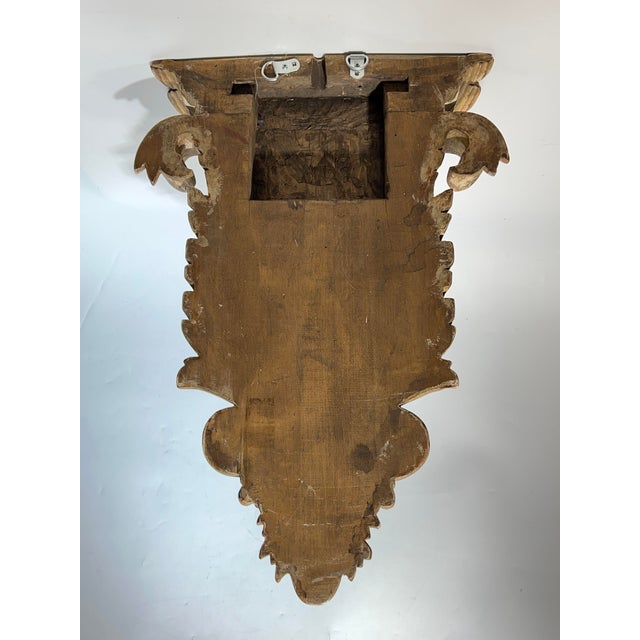 Wood Pair 19th Century Large Carved Giltwood Wall Brackets in Italian Baroque Style For Sale - Image 7 of 8