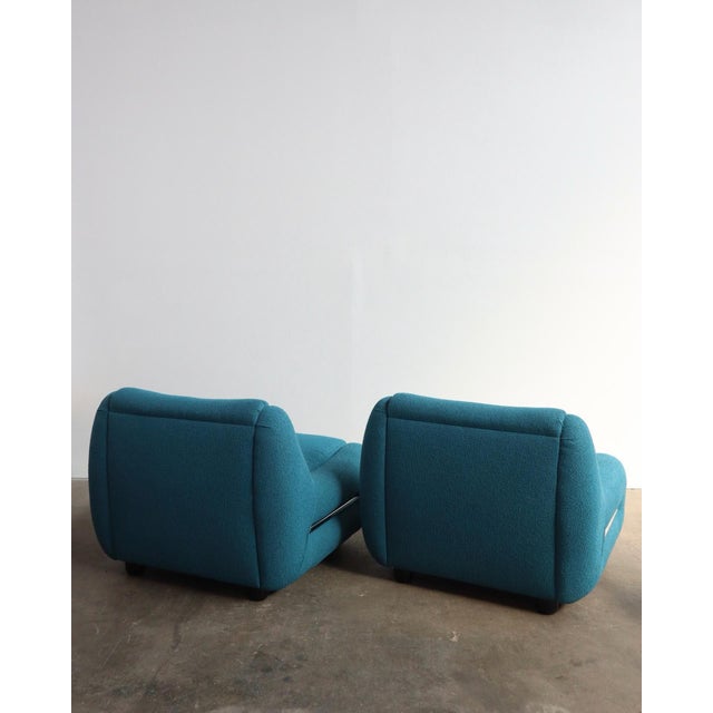 1970s Italian Tubular Lounge Chairs in Blue Bouclé — A Pair For Sale - Image 11 of 12