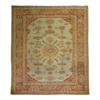 Antique Ivory Sultanabad Persian Carpet For Sale
