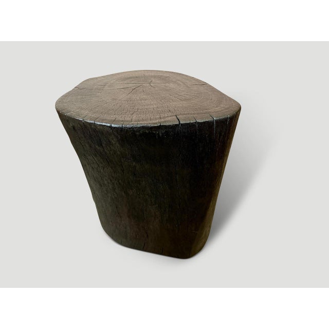 Andrianna Shamaris Charred Lychee Wood Side Table For Sale - Image 4 of 5