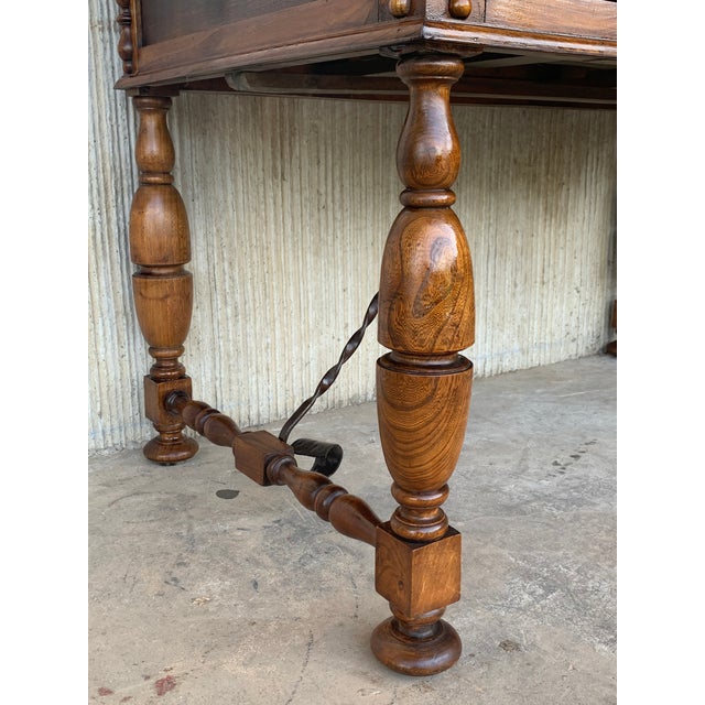 Brown 20th Century French Louis XV Style Carved Walnut Writing Desk With Three Drawers For Sale - Image 8 of 9