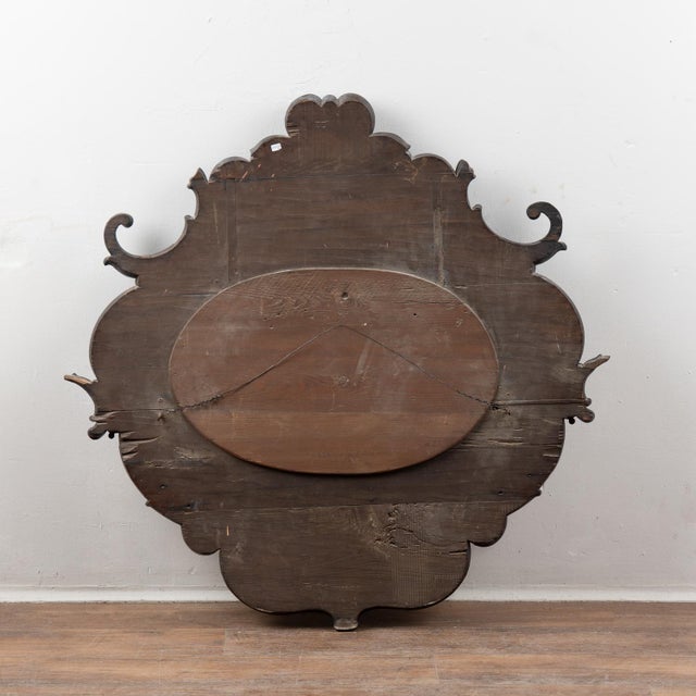 Early 20th Century Carved Oval Dark Oak Mirror From Portugal For Sale - Image 10 of 10