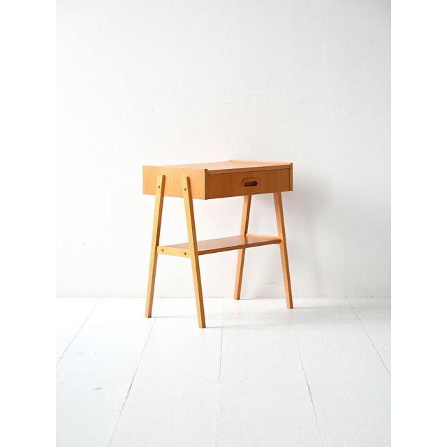 Scandinavian Teak Bedside Table with Geometric Design, 1960s For Sale - Image 3 of 8