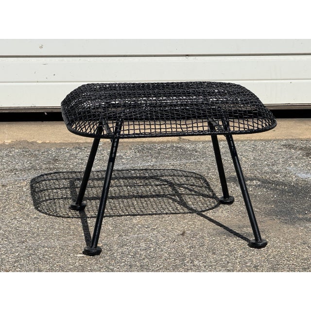 Mid-Century Modern Mid-Century Modern Russell Woodard Sculptura Outdoor Wrought Iron Ottoman/Stool For Sale - Image 3 of 8