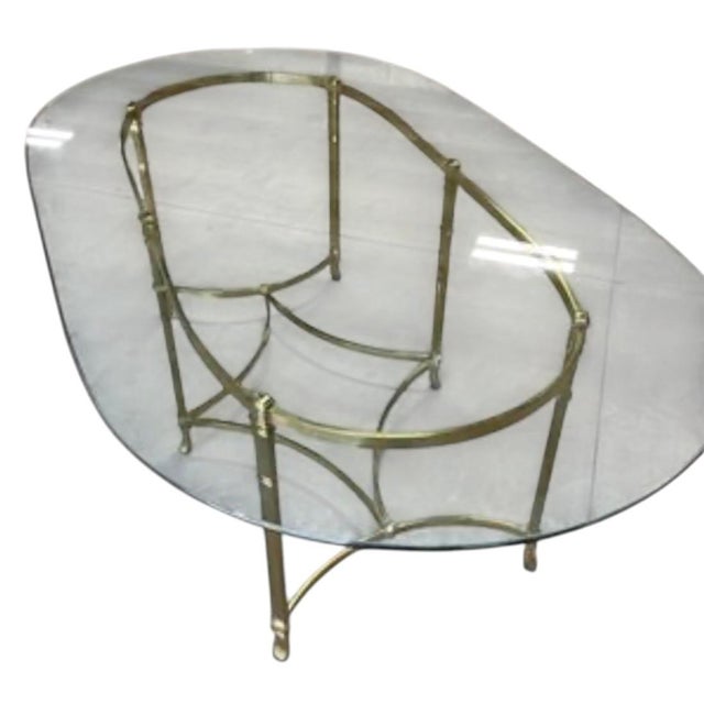 Mid-Century Modern La Barge: Monumental Italian Hollywood Regency Brass & Beveled Glass Dining Table, Dg Italy, C. 1980 For Sale - Image 3 of 9