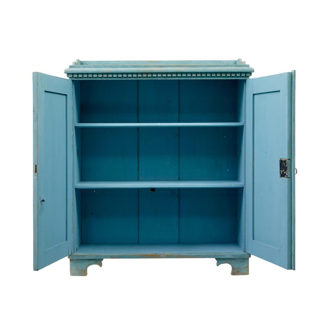 Paint Scandinavian Painted Pine Double Door Cupboard, 1870s For Sale - Image 7 of 9