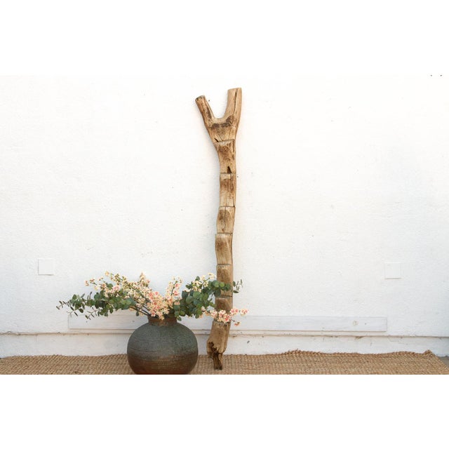 This Antique African ladder is a monumental vertical artifact that captures the ethereal, light-drenched beauty of the...