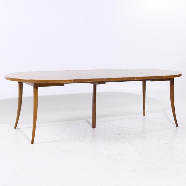 Harvey Probber Mid Century Bleached Mahogany Expanding Saber Leg Dining Table With 4 Leaves For Sale - Image 10 of 11