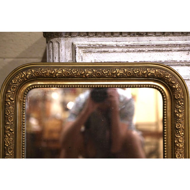 French 19th Century French Louis Philippe Giltwood Floral Mirror With Mercury Glass For Sale - Image 3 of 9