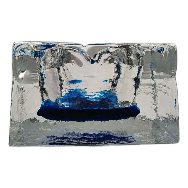 Square Ashtray in Hand-Worked Murano Glass with Ice Cube Effect, 1970s For Sale