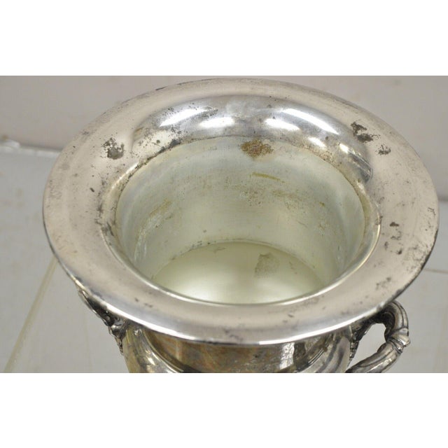 Silver Vintage Trophy Cup Worn Silver Plated Champagne Chiller Ice Bucket by Bristol For Sale - Image 8 of 12