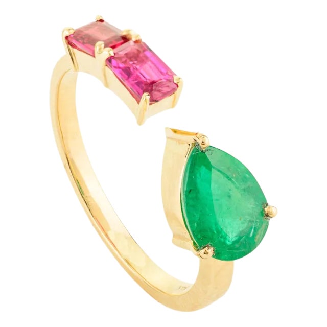 Open Design Pear & Baguette Toe Et Moi Ring by VRjewels Size 6.5 For Sale