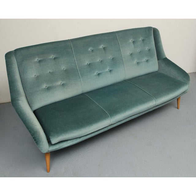 Sofa in Blue Velour, 1950s For Sale - Image 6 of 14