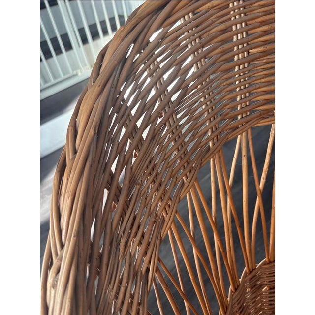Mid-Century Modern 1970s Sculptural Wicker Barrel Chairs - Pair Vintage For Sale - Image 3 of 12