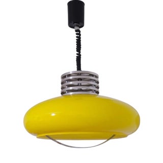 Vintage Italian Patented Pendant Lamp in Yellow, 1970s For Sale