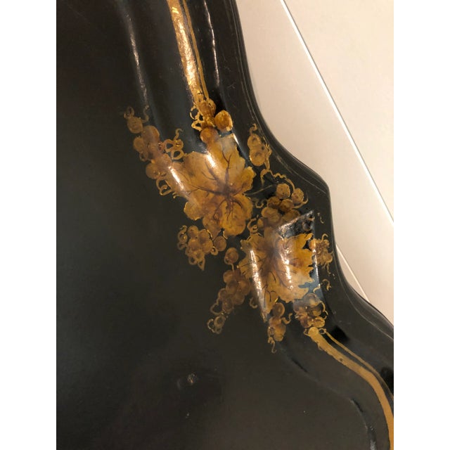Ebony 19th Century Regency Papier-Mache Tray on Stand For Sale - Image 8 of 12
