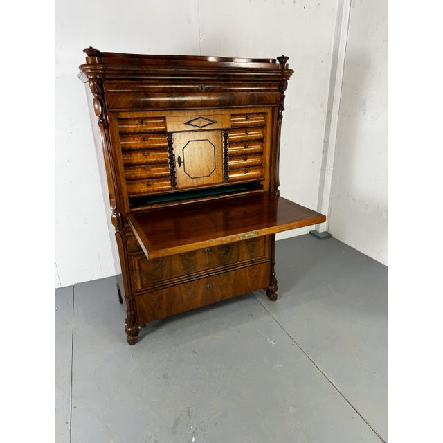 Well made Vintage Biedermeier Oak and Mahogany Writing Secretaire. Made in the 1860’s in Germany
