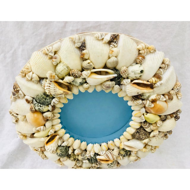 Textile Vtg Folk Art Style Seashell Souvenir Frame For Sale - Image 7 of 11