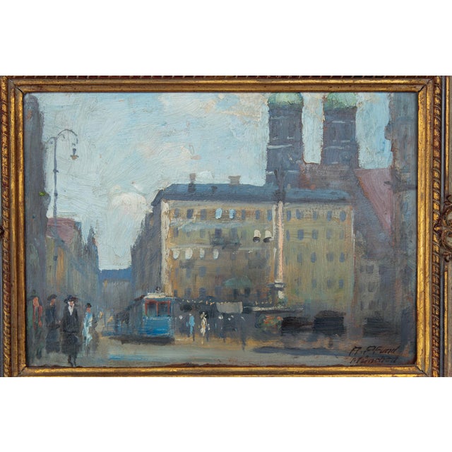 Alois Pfund, Marienplatz, Munich, 1920s, Oil on Cardboard, Framed For Sale - Image 7 of 8