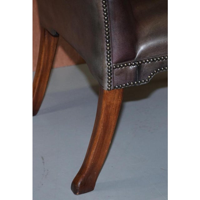 George II Gainsborough Carver Chesterfield Leather Armchair with Claw and Ball Feet For Sale - Image 16 of 18