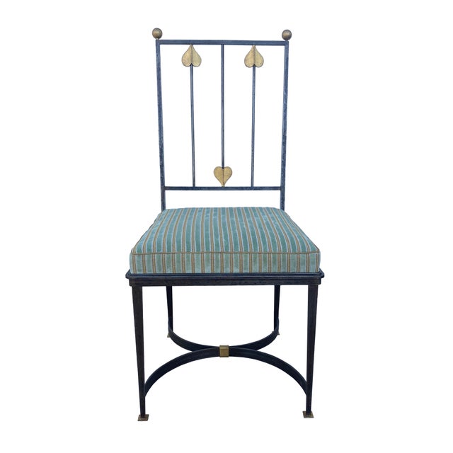 A Fabulous Mid-Century Pair of Hand-Forged Iron Side Chairs, in the Manner of Gio Ponti & Tomaso Buzzi Surrealist Arrow...