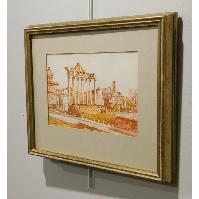 Vintage Roman Ruins Watercolor Painting Signed Bollazzi For Sale - Image 4 of 13