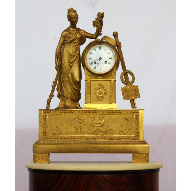 French Gilt Bronze Mantel Clock For Sale - Image 5 of 18