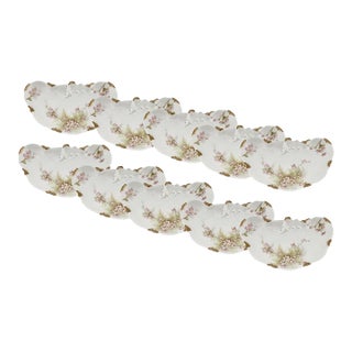 Set of 10 Limoges Schleiger 146a by Haviland Fine Porcelain Curved Dishes For Sale
