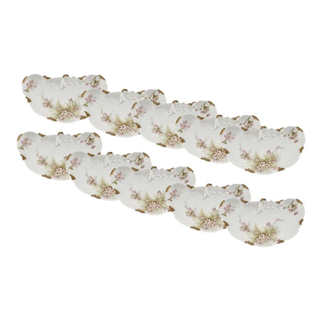Set of 10 Limoges Schleiger 146a by Haviland Fine Porcelain Curved Dishes For Sale