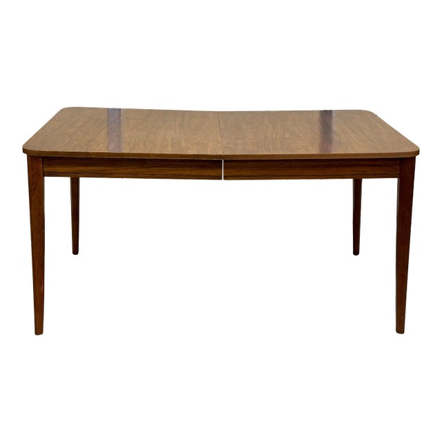 Mid-Century Modern Walnut 60" Dining Table W 1 Extension For Sale