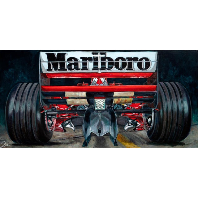 Whats Behind You Doesnt Matter by Shan Fannin | Acrylic on Canvas rear view of a Ferrari F2000 For Sale