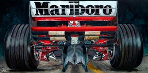 Whats Behind You Doesnt Matter by Shan Fannin | Acrylic on Canvas rear view of a Ferrari F2000