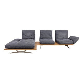 Vintage Schwof Corner Sofa in Blue Leather from Koinor For Sale
