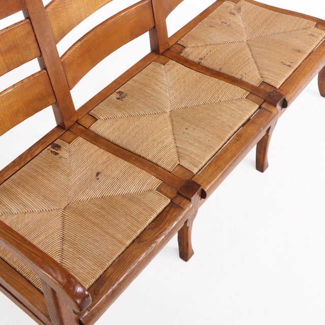 A French Elm Triple-Seat Bench, C. 1960. For Sale In Philadelphia - Image 6 of 6